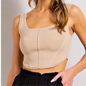 House of Harlow Beige Knit Corset Top